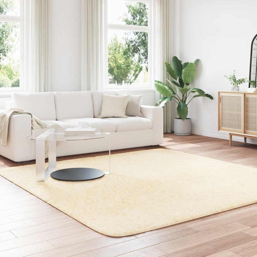 Hoogpolig vloerkleed NAVARRA 240x240 cm polyester crèmekleurig