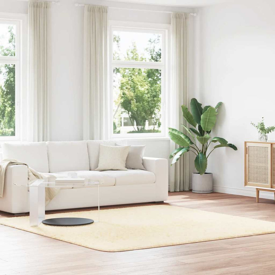 Hoogpolig vloerkleed NAVARRA 240x240 cm polyester crèmekleurig