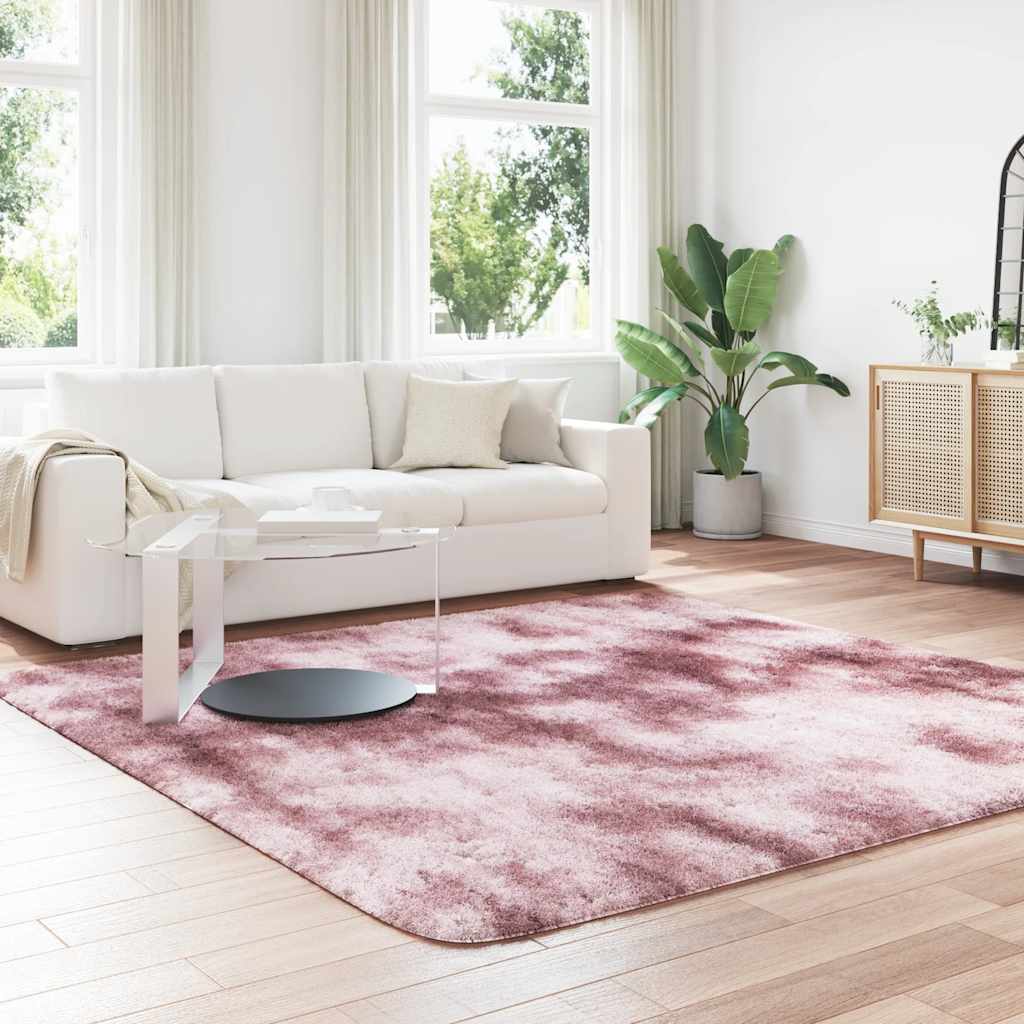 Hoogpolig vloerkleed NAVARRA 240x240 cm polyester stoffig roze