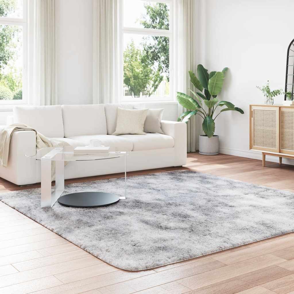 Hoogpolig vloerkleed NAVARRA 240x240 cm polyester lichtgrijs