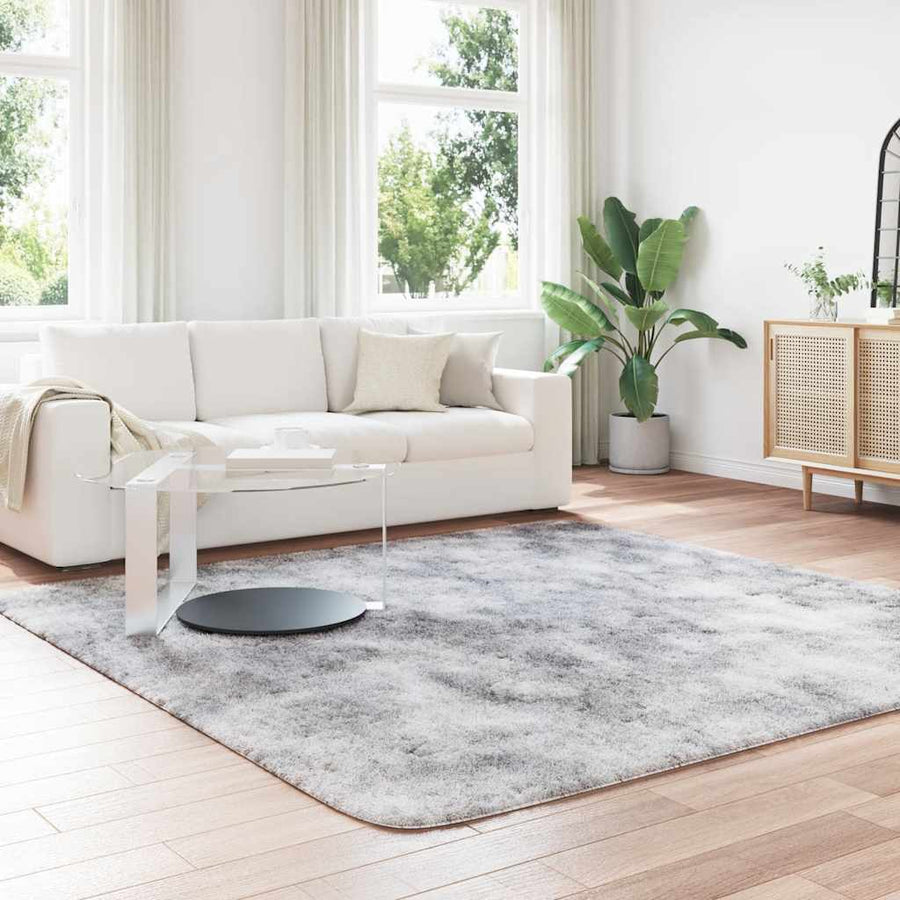 Hoogpolig vloerkleed NAVARRA 240x240 cm polyester lichtgrijs