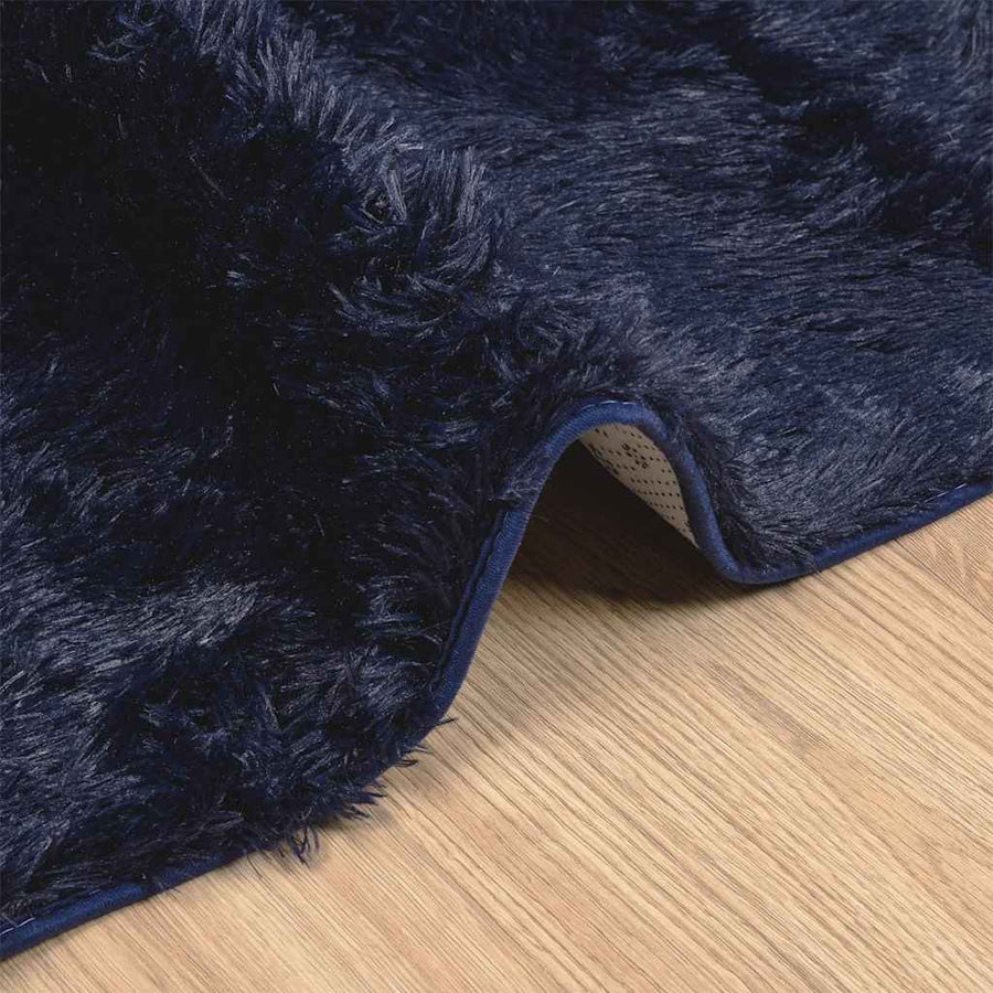 Hoogpolig vloerkleed NAVARRA 240x240 cm polyester marineblauw