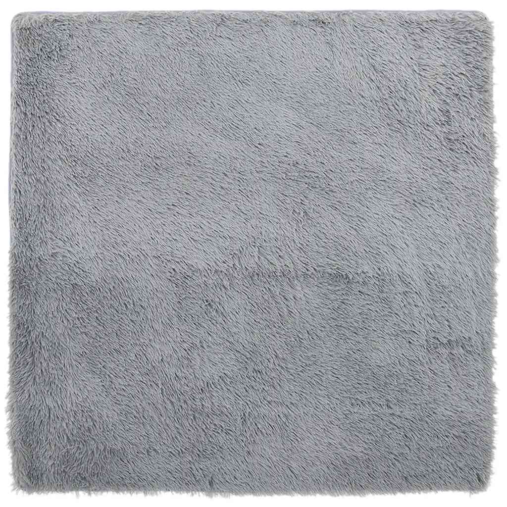 Hoogpolig vloerkleed NAVARRA 240x240 cm polyester zilvergrijs