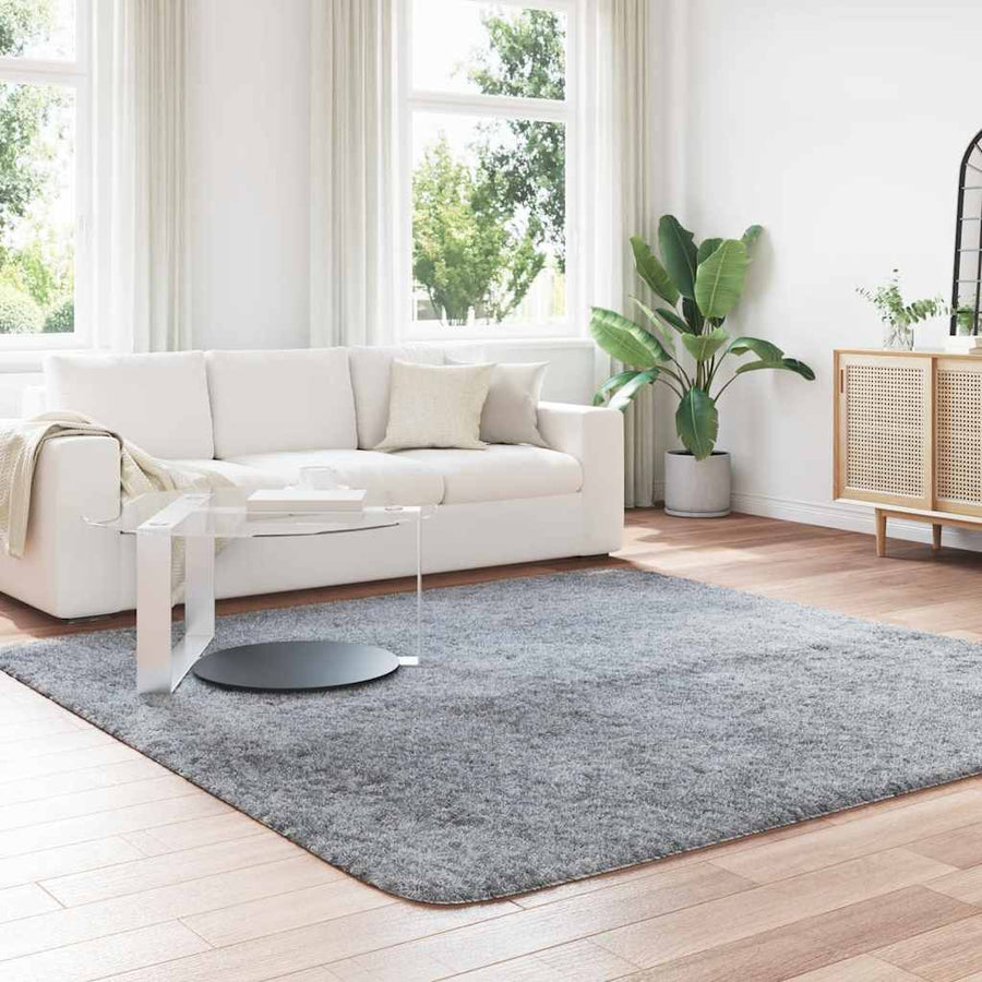 Hoogpolig vloerkleed NAVARRA 240x240 cm polyester zilvergrijs