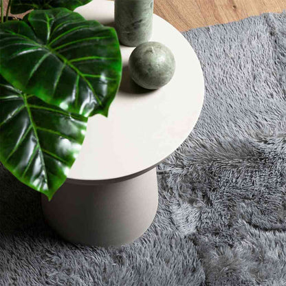 Hoogpolig vloerkleed NAVARRA 240x240 cm polyester zilvergrijs