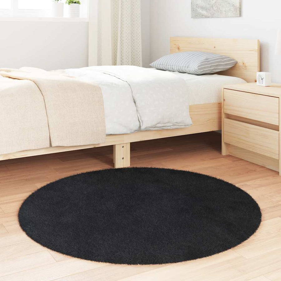 Hoogpolig vloerkleed NAVARRA 100x100 cm polyester zwart