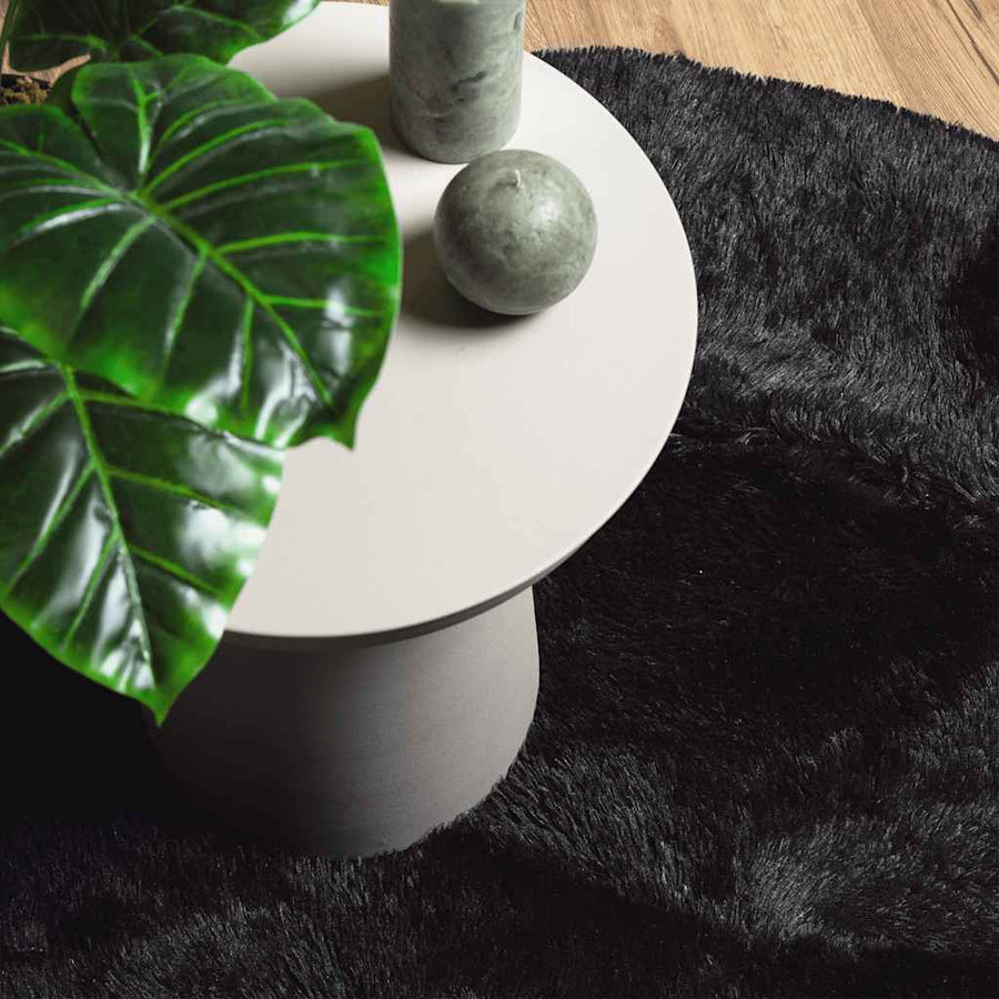 Hoogpolig vloerkleed NAVARRA 100x100 cm polyester zwart