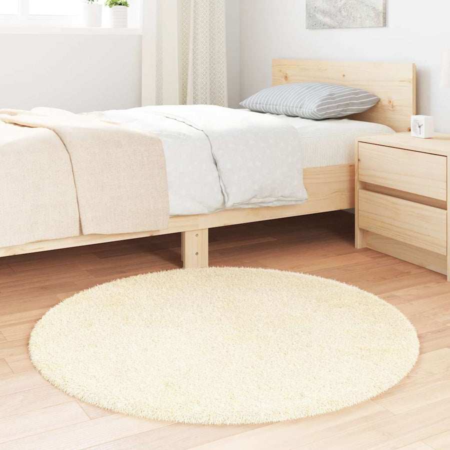 Hoogpolig vloerkleed NAVARRA 100x100 cm polyester crèmekleurig