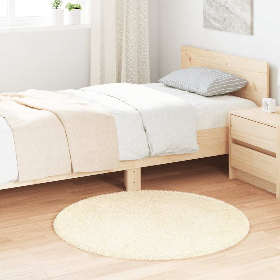 Hoogpolig vloerkleed NAVARRA 100x100 cm polyester crèmekleurig