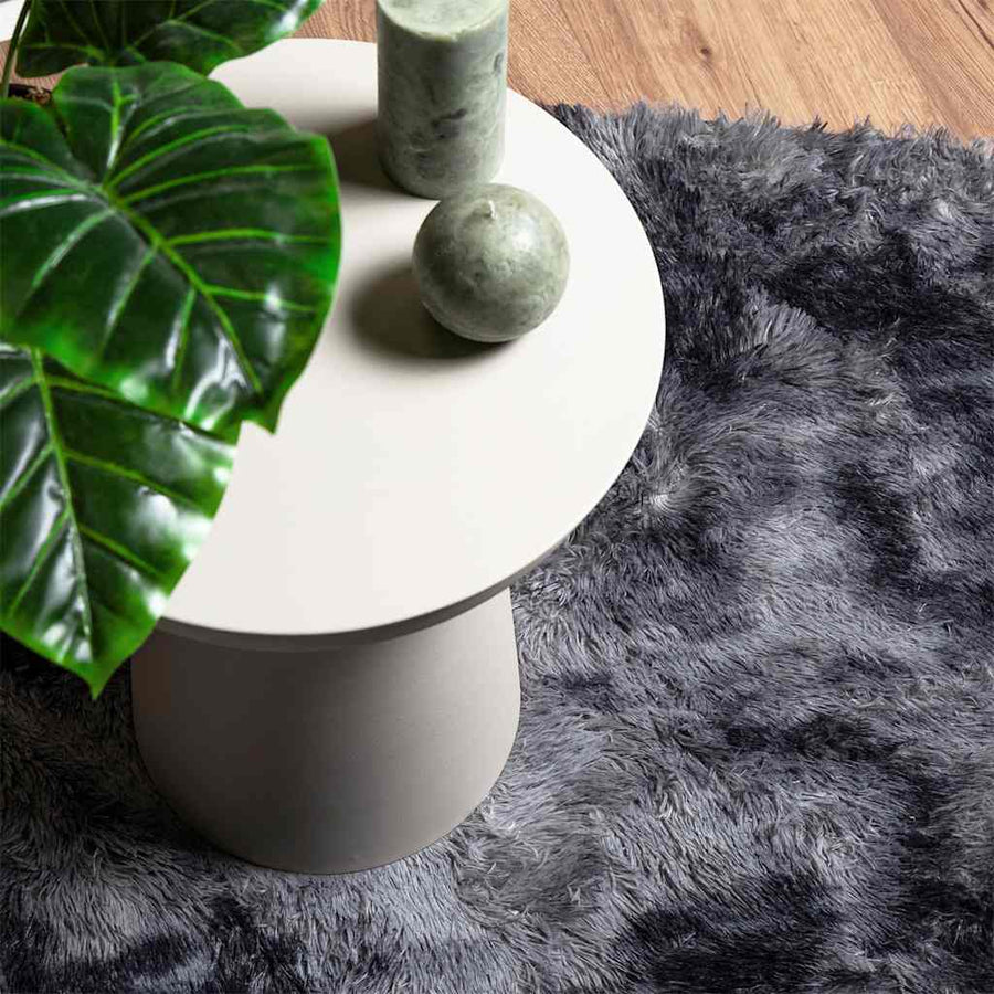 Hoogpolig vloerkleed NAVARRA 100x100 cm polyester donkergrijs
