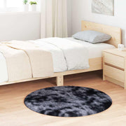 Vloerkleed rond 100 cm polyester donkergrijs