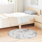 Vloerkleed rond 100 cm polyester lichtgrijs