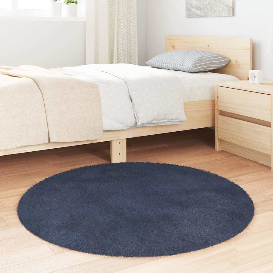 Hoogpolig Vloerkleed Navarra Polyester Marineblauw 100 x 100 cm