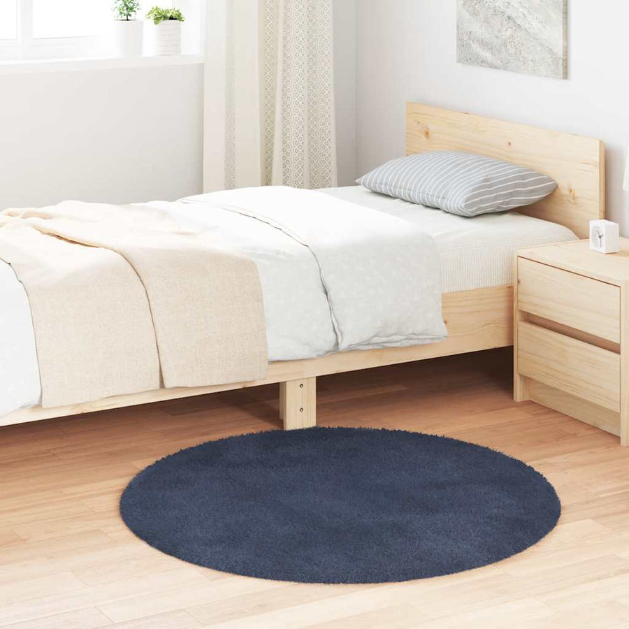 Hoogpolig Vloerkleed Navarra Polyester Marineblauw 100 x 100 cm