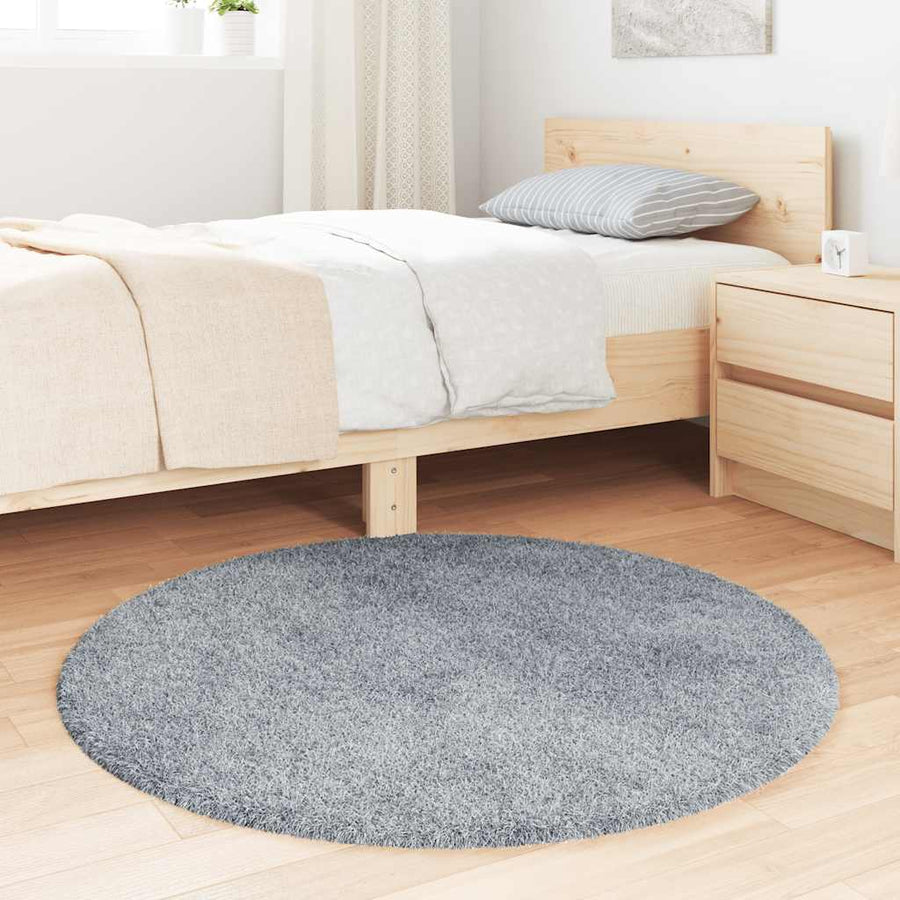 Hoogpolig vloerkleed NAVARRA 100x100 cm polyester zilvergrijs