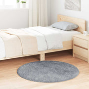 Vloerkleed rond 100 cm polyester zilvergrijs