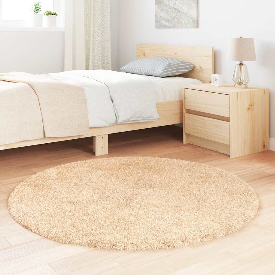Hoogpolig vloerkleed NAVARRA 120x120 cm polyester beige