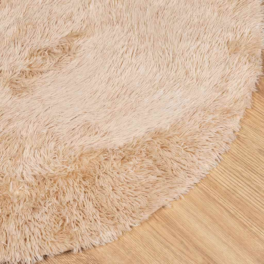 Hoogpolig vloerkleed NAVARRA 120x120 cm polyester beige