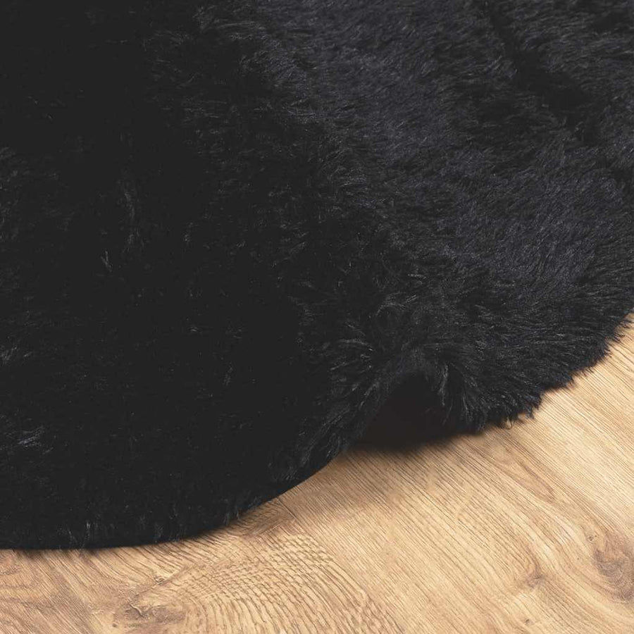 Hoogpolig vloerkleed NAVARRA 120x120 cm polyester zwart