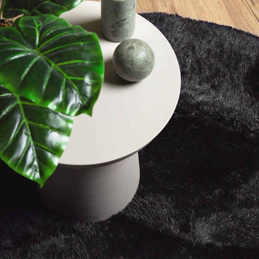 Hoogpolig vloerkleed NAVARRA 120x120 cm polyester zwart