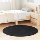 Vloerkleed rond 120 cm polyester zwart