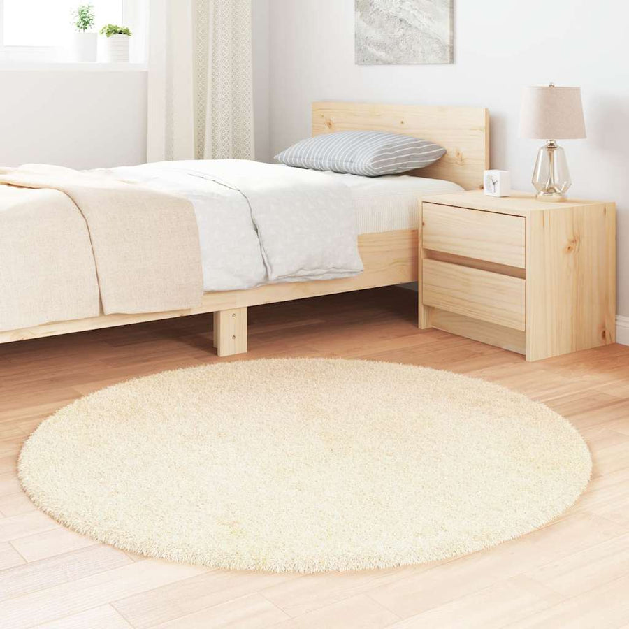 Hoogpolig vloerkleed NAVARRA 120x120 cm polyester crèmekleurig