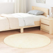 Vloerkleed rond 120 cm polyester crèmekleurig