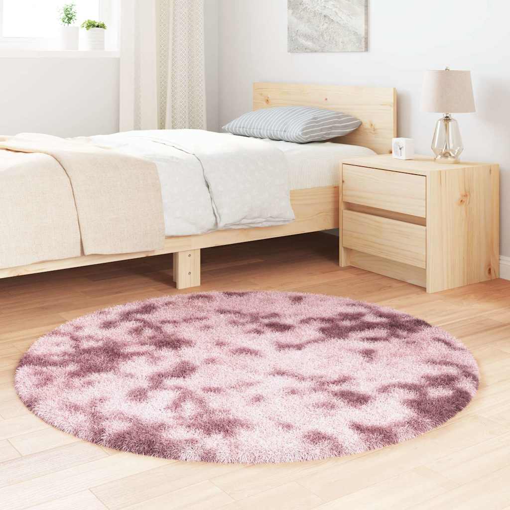 Hoogpolig vloerkleed NAVARRA 120x120 cm polyester stoffig roze