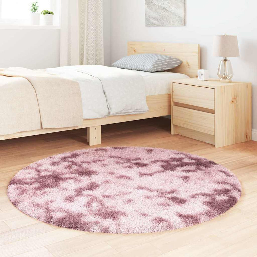 Hoogpolig vloerkleed NAVARRA 120x120 cm polyester stoffig roze