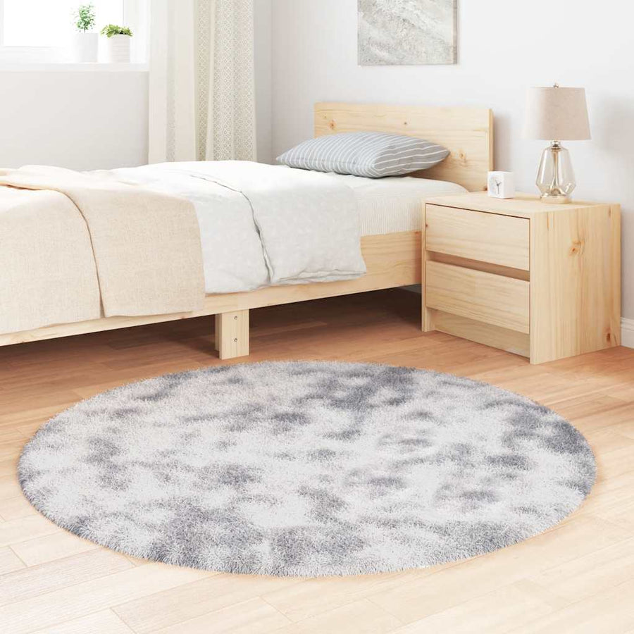 Hoogpolig vloerkleed NAVARRA 120x120 cm polyester lichtgrijs