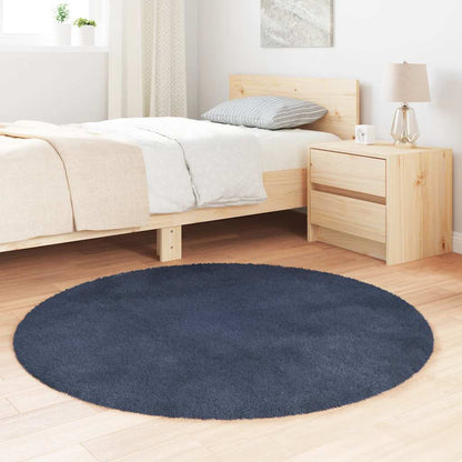 Hoogpolig vloerkleed NAVARRA 120x120 cm polyester marineblauw