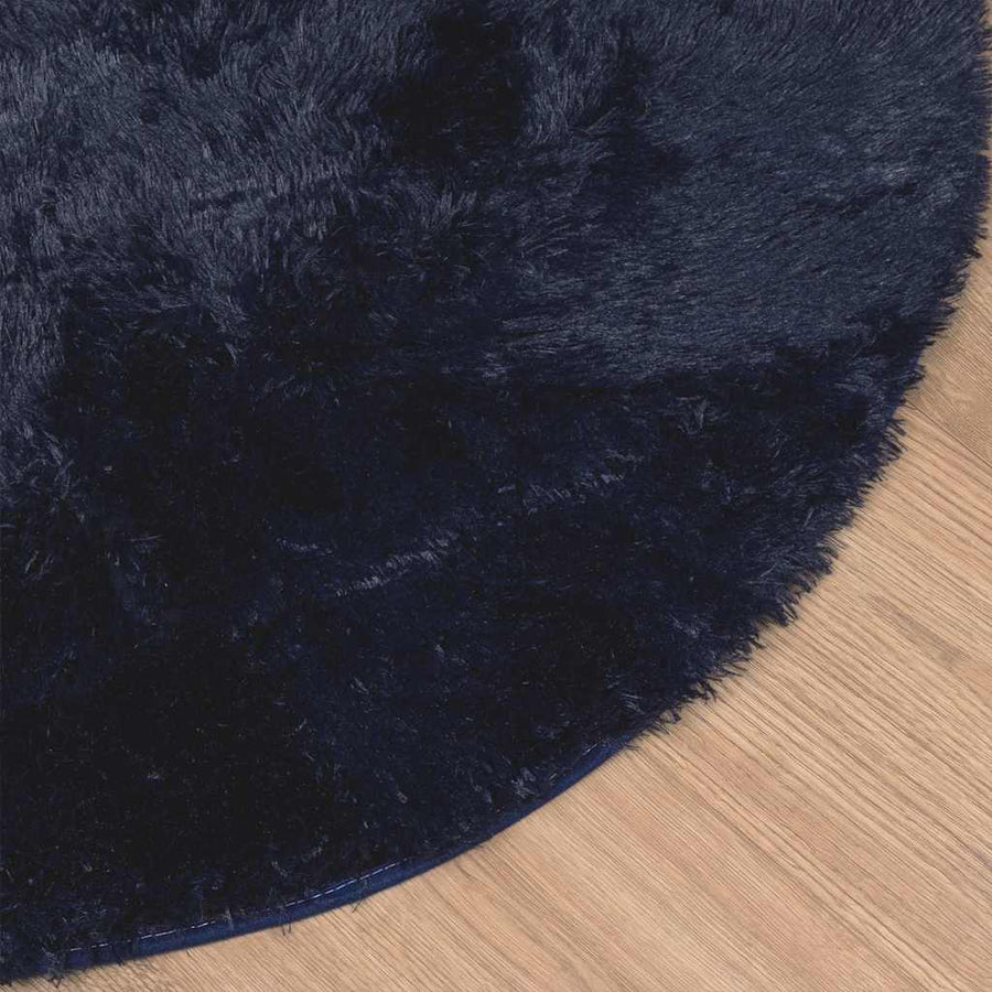 Hoogpolig vloerkleed NAVARRA 120x120 cm polyester marineblauw