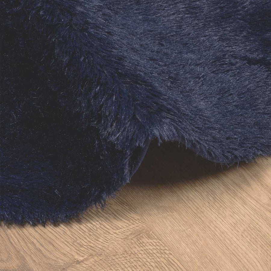 Hoogpolig vloerkleed NAVARRA 120x120 cm polyester marineblauw