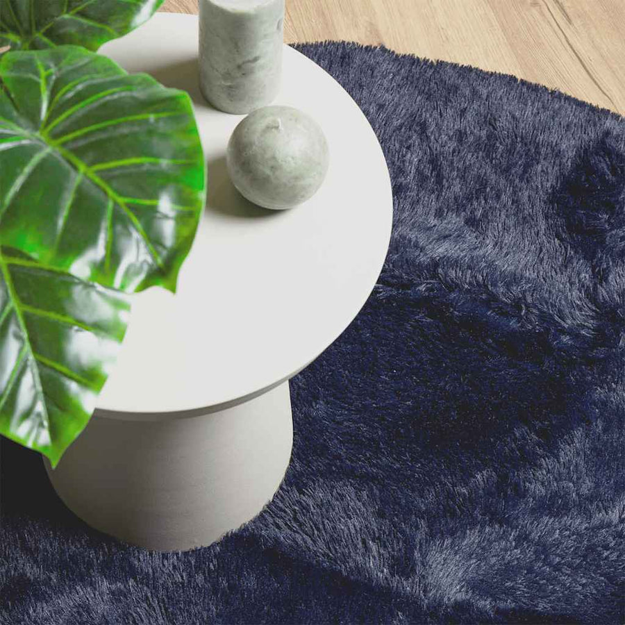 Hoogpolig vloerkleed NAVARRA 120x120 cm polyester marineblauw
