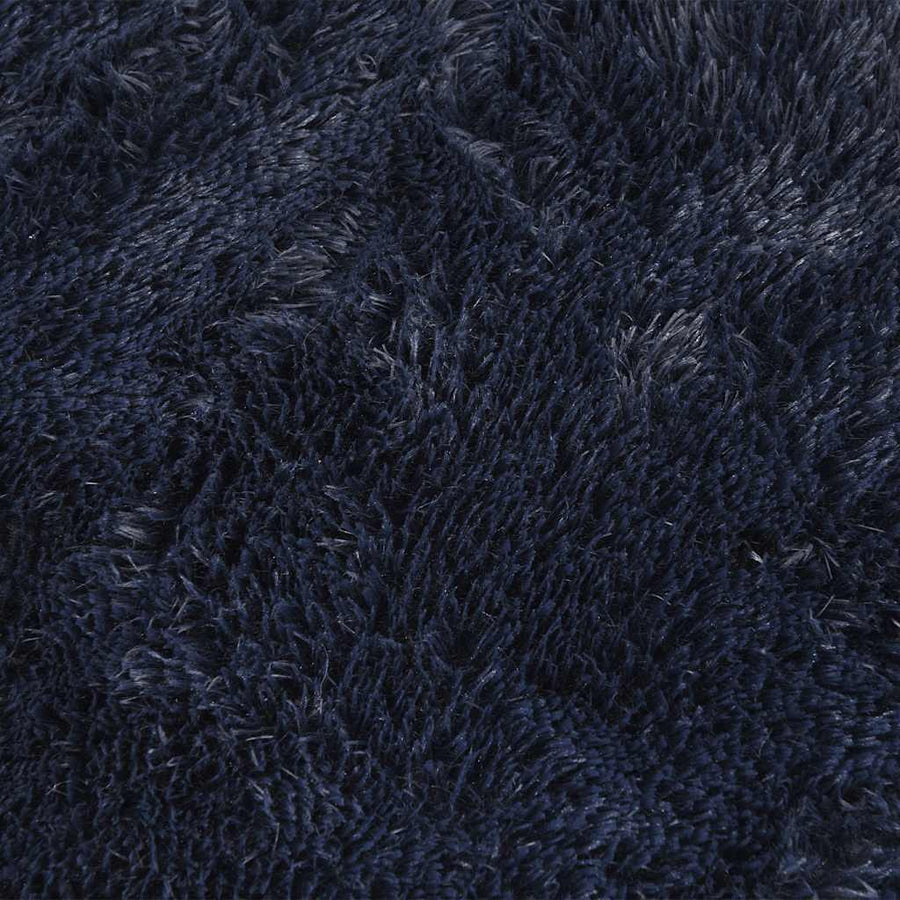 Hoogpolig vloerkleed NAVARRA 120x120 cm polyester marineblauw