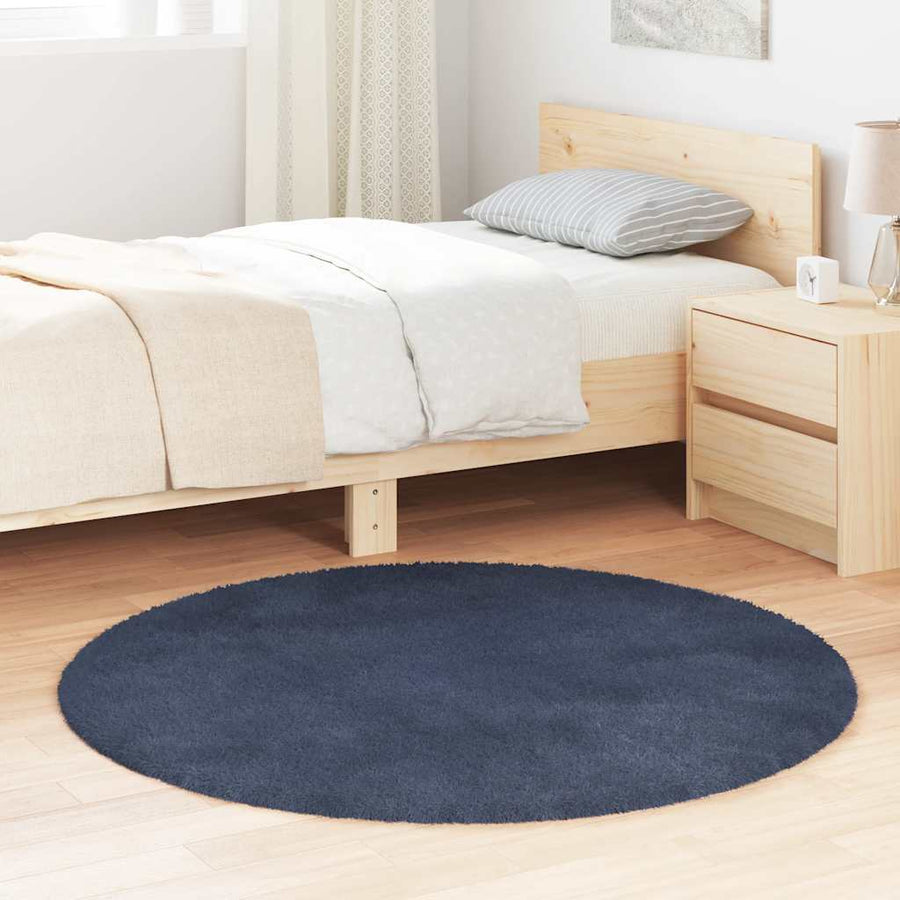 Hoogpolig vloerkleed NAVARRA 120x120 cm polyester marineblauw