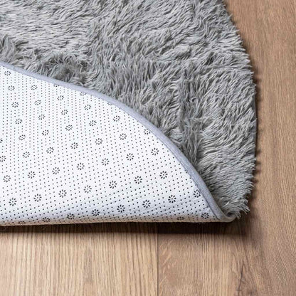 Hoogpolig vloerkleed NAVARRA 120x120 cm polyester zilvergrijs