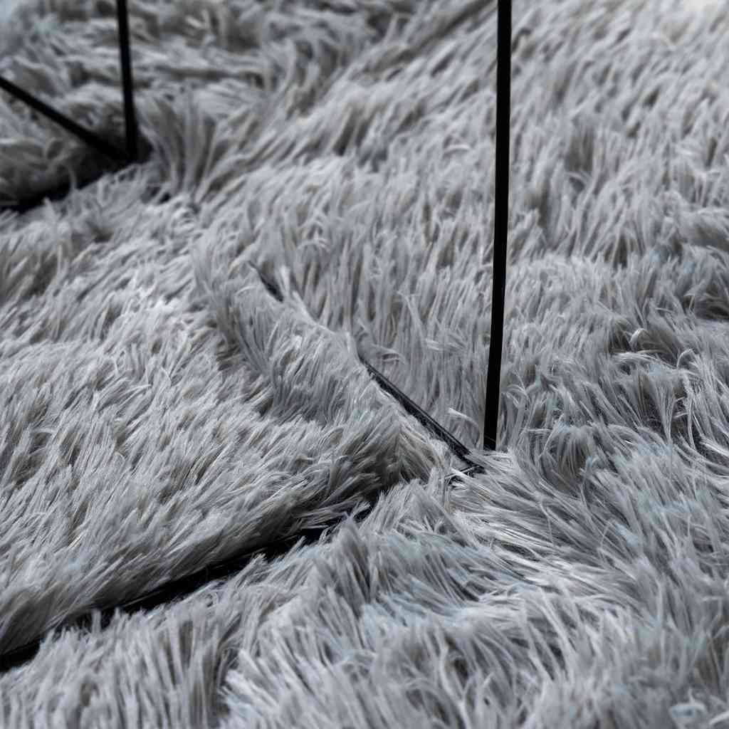 Hoogpolig vloerkleed NAVARRA 120x120 cm polyester zilvergrijs