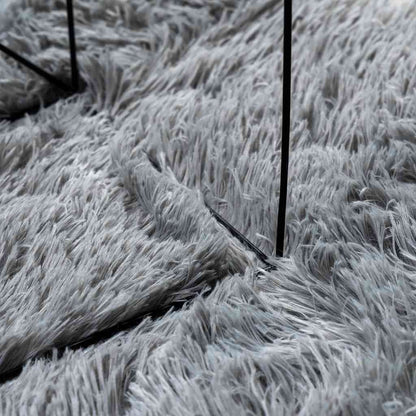 Hoogpolig vloerkleed NAVARRA 120x120 cm polyester zilvergrijs