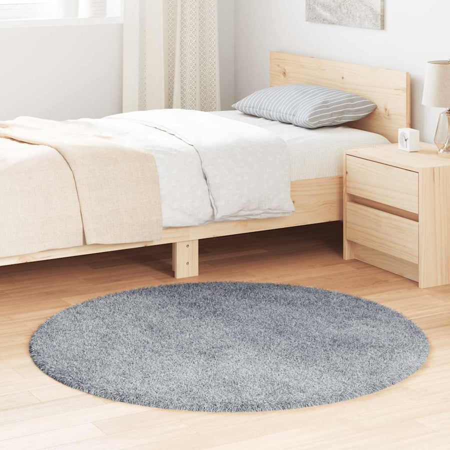 Hoogpolig vloerkleed NAVARRA 120x120 cm polyester zilvergrijs