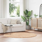 Vloerkleed rond 160 cm polyester beige