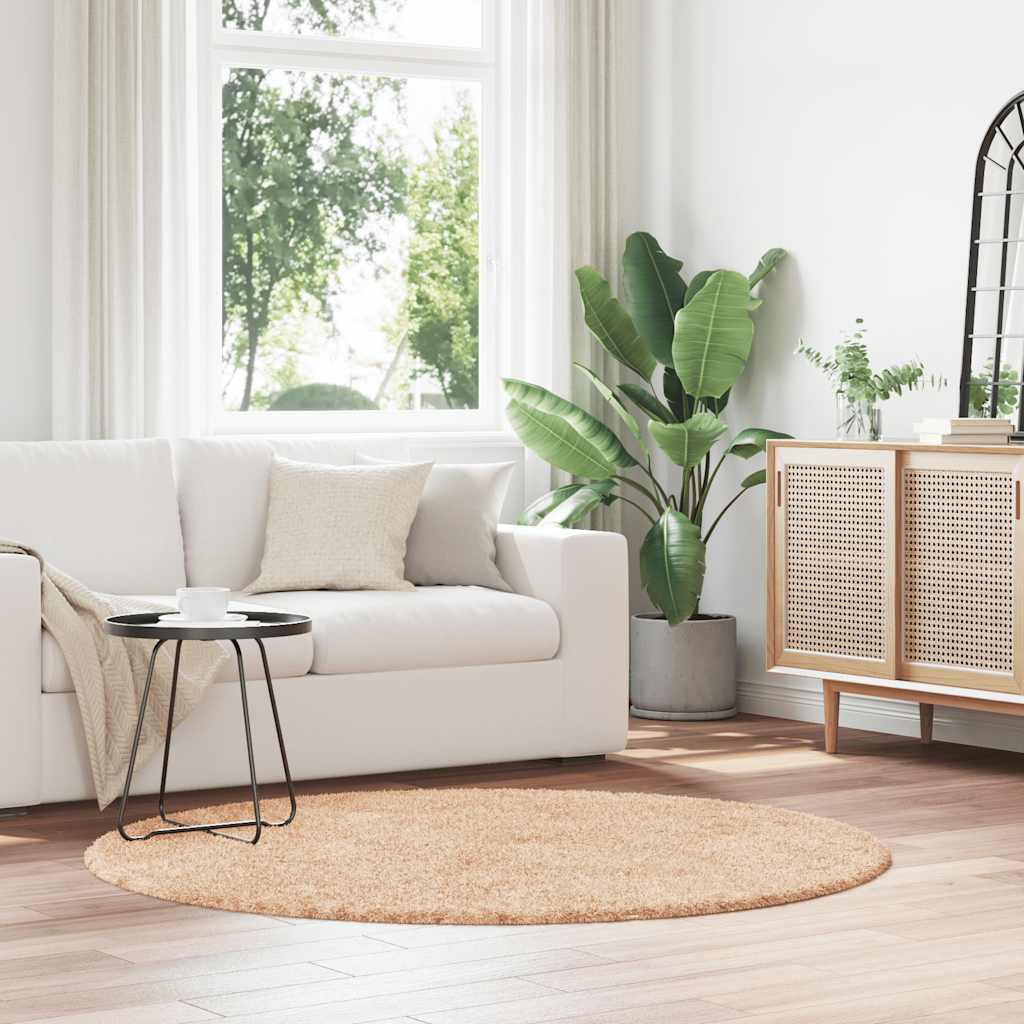Hoogpolig vloerkleed NAVARRA 160x160 cm polyester beige