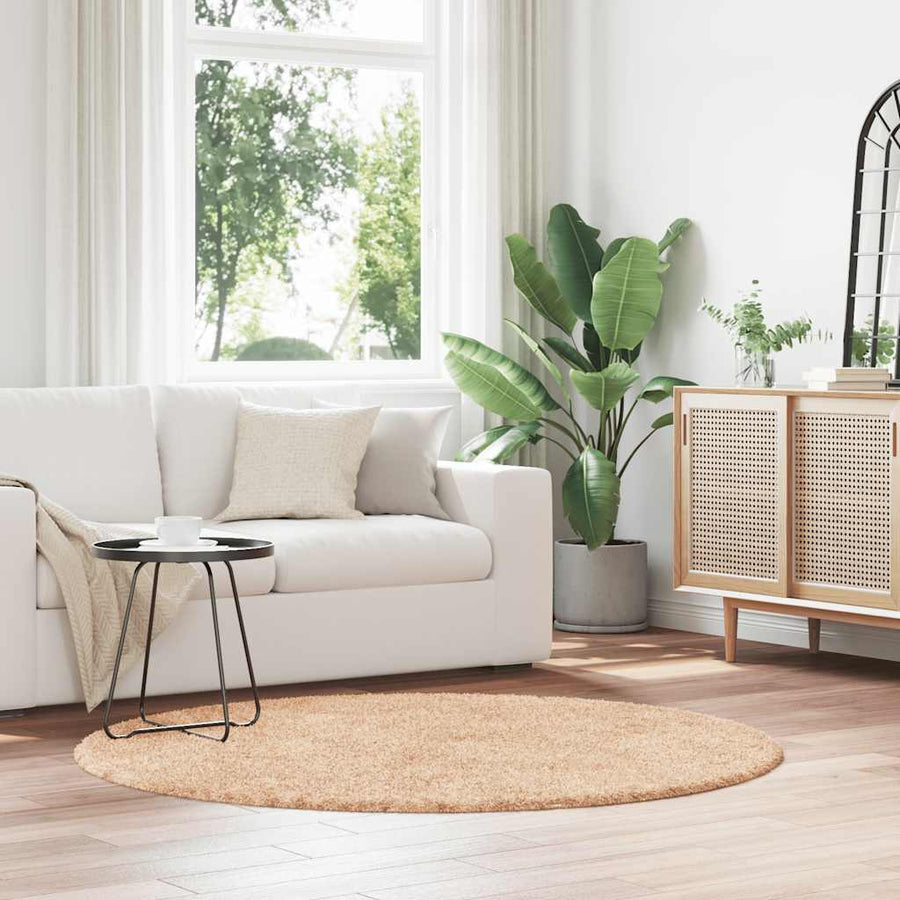 Hoogpolig vloerkleed NAVARRA 160x160 cm polyester beige
