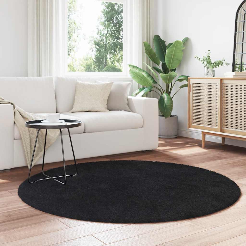 Hoogpolig vloerkleed NAVARRA 160x160 cm polyester zwart