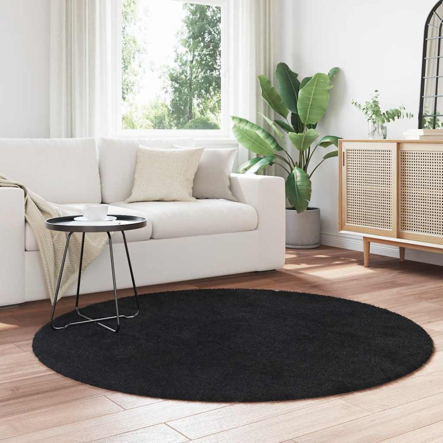 Hoogpolig vloerkleed NAVARRA 160x160 cm polyester zwart
