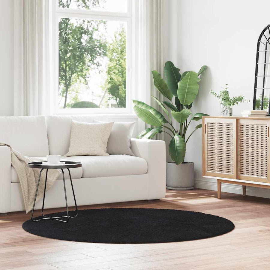 Hoogpolig vloerkleed NAVARRA 160x160 cm polyester zwart