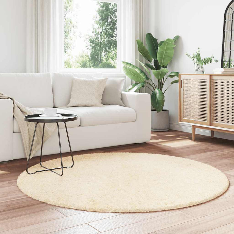 Hoogpolig vloerkleed NAVARRA 160x160 cm polyester crèmekleurig