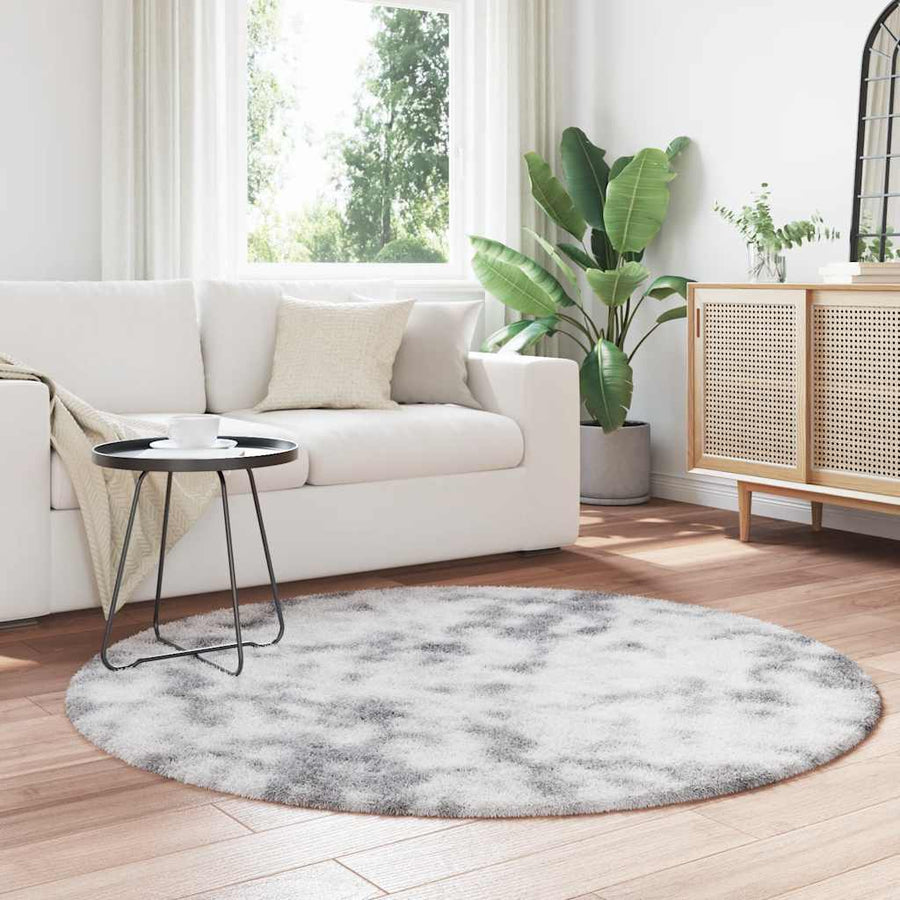 Hoogpolig vloerkleed NAVARRA 160x160 cm polyester lichtgrijs