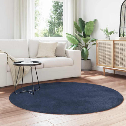 Hoogpolig vloerkleed NAVARRA 160x160 cm polyester marineblauw