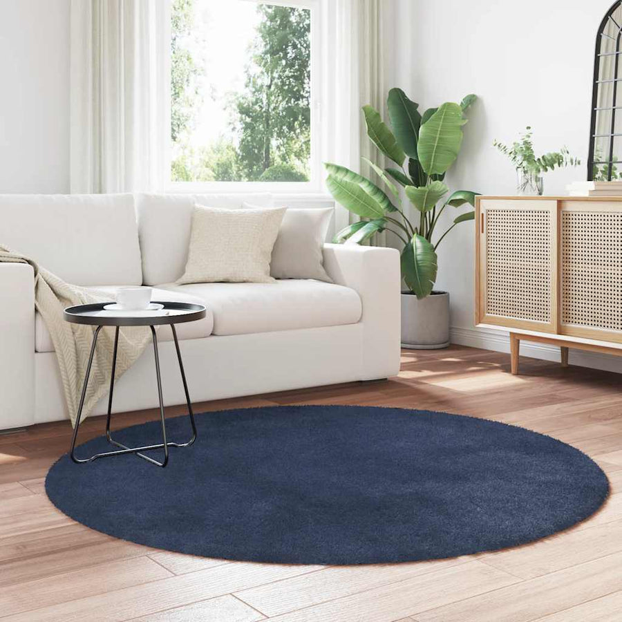 Hoogpolig vloerkleed NAVARRA 160x160 cm polyester marineblauw